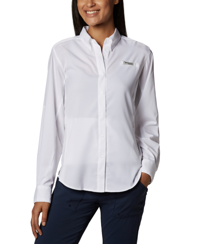 Shop Columbia Women's Pfg Tamiami Ii Long-sleeved Shirt In White