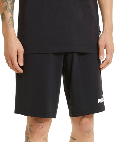 Shop Puma Men's Essential Jersey Shorts In Black