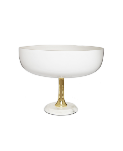 Shop Classic Touch Footed Marble Bowl In Gold-tone