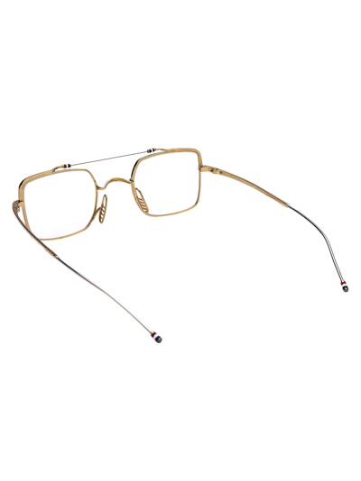 Shop Thom Browne Tb-909 Glasses In White Gold -silver