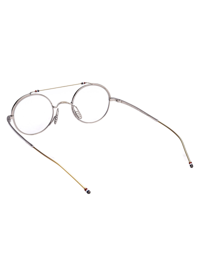 Shop Thom Browne Tb-910 Glasses In Silver-white Gold