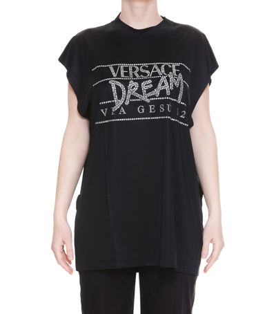Shop Versace Dream Logo T-shirt In Black