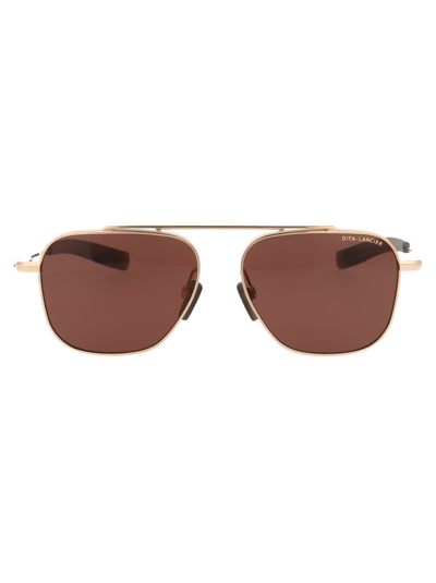 Shop Dita Lsa-102 Sunglasses In 003 White Gold / Brown Polar