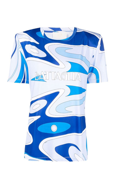 Sara Battaglia Abstract-pattern Print T-shirt In Blue Lagoon