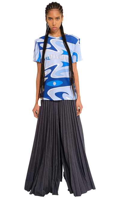 Sara Battaglia Abstract-pattern Print T-shirt In Blue Lagoon