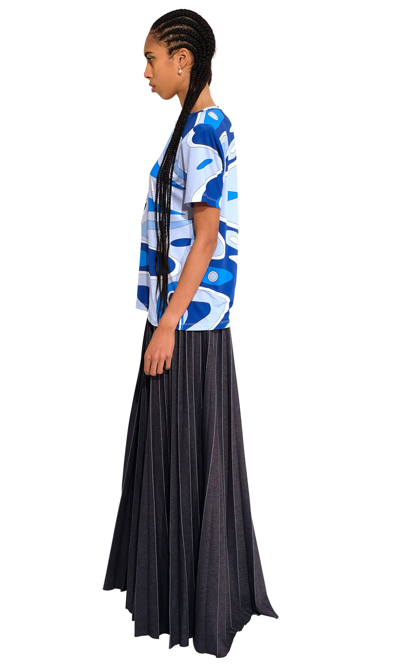 Sara Battaglia Abstract-pattern Print T-shirt In Blue Lagoon
