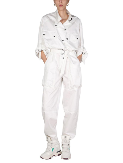 Shop Isabel Marant Buttoned Long Sleeved Jumpsuit In Neutro