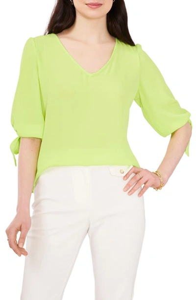 Shop Chaus Tie Sleeve Blouse In Lime Green