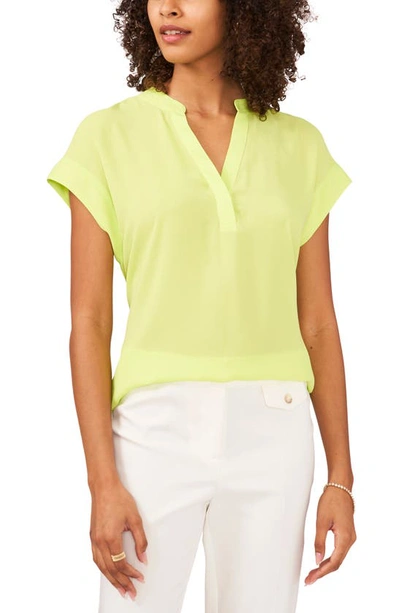 Shop Chaus Split Neck Georgette Blouse In Lime Green