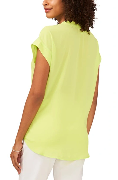 Chaus Split Neck Georgette Blouse In Lime Green