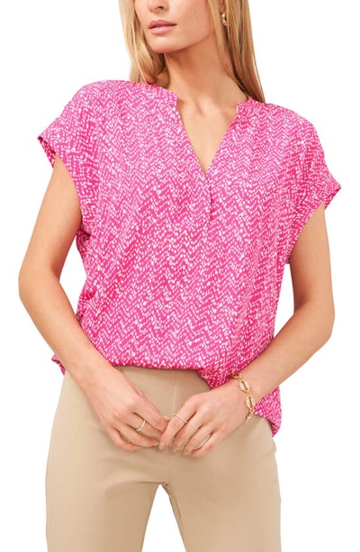 Shop Chaus Split Neck Georgette Blouse In Pink/ Ivory