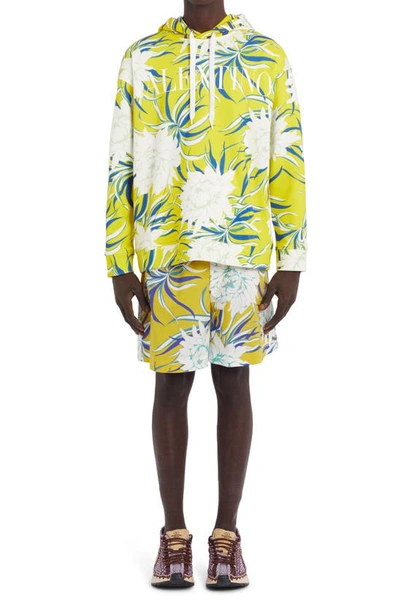 Shop Valentino Street Flowers Couture Peonies Bermuda Shorts In Pkq - Yellow