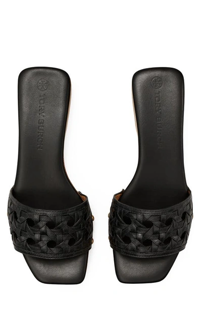 Tory Burch Basket-weave Leather Open-toe Clogs In Perfect Black | ModeSens
