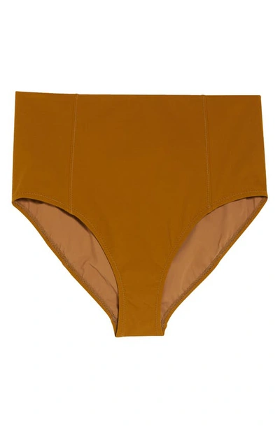 Shop Ulla Johnson Zahara High Waist High Leg Bikini Bottoms In Olive Brown