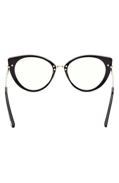 Shop Tom Ford 54mm Blue Light Blocking Cat Eye Glasses In Shiny Black