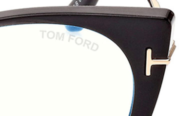 Shop Tom Ford 54mm Blue Light Blocking Cat Eye Glasses In Shiny Black
