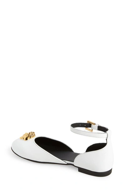 Versace First Line Medusa D'orsay Flat In White-versace Gold