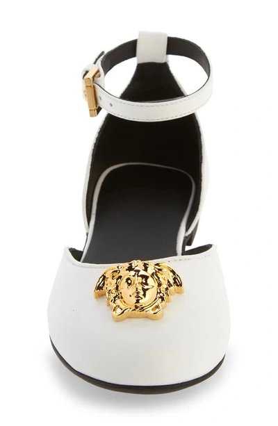 Versace First Line Medusa D'orsay Flat In White-versace Gold