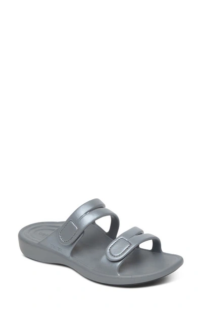 Shop Aetrex Janey Sport Slide Sandal In Grey