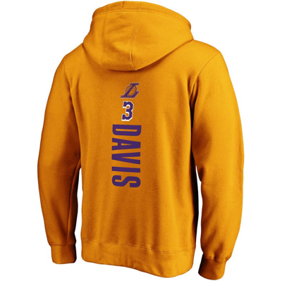 Shop Fanatics Branded Anthony Davis Gold Los Angeles Lakers Playmaker Name & Number Fitted Pullover Hoodi