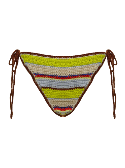 Shop Ganni Womans Multicolor Crochet Cotton Briefs