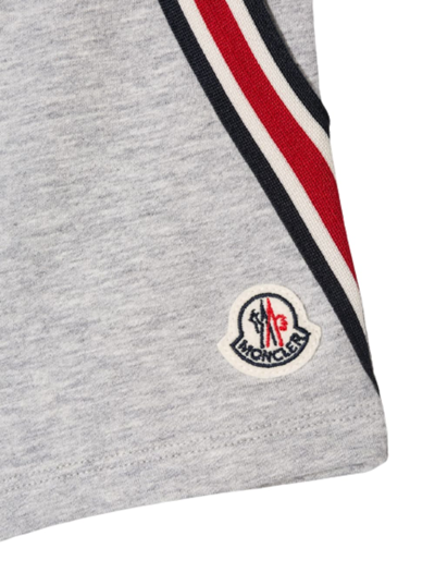 Shop Moncler Kids Baby Boys Grey Cotton Shorts With Striped Bands