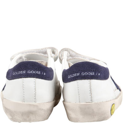 Shop Golden Goose White Old School Sneaker For Kids With Blue Star