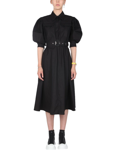 Shop Alexander Mcqueen Women's Black Cotton Dress