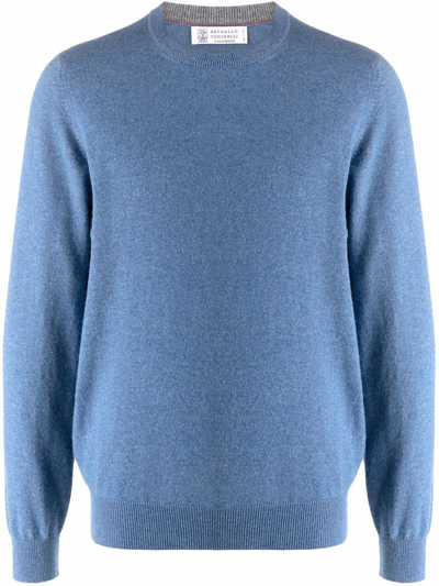 Shop Brunello Cucinelli Men's Light Blue Cashmere Sweater