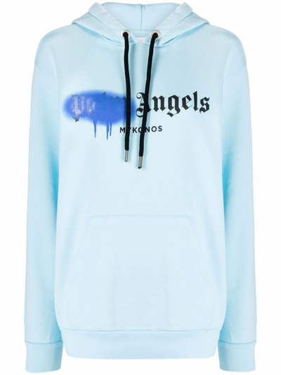 Shop Palm Angels Women's Light Blue Cotton Sweatshirt