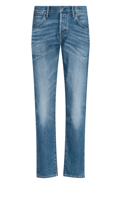 Shop Tom Ford Men's Blue Cotton Jeans