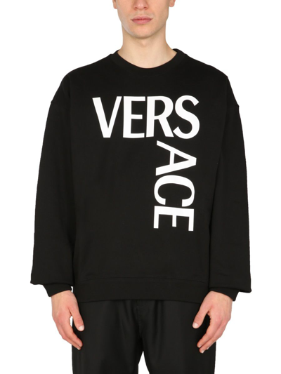 Shop Versace Men's Black Cotton Sweatshirt