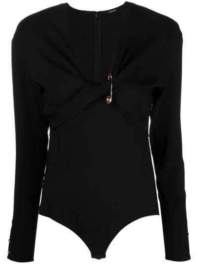 Shop Versace Women's Black Viscose Bodysuit