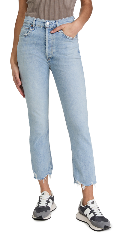 Shop Agolde Riley High Rise Straight Crop Jeans Bitter 25