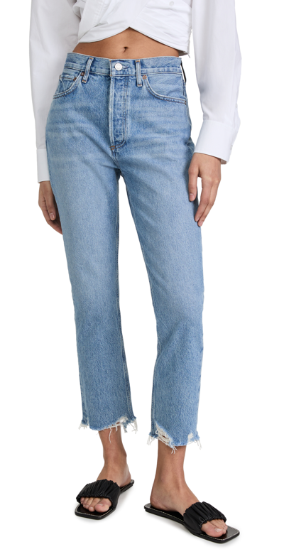 Shop Agolde Riley High Rise Straight Crop Jeans Haven