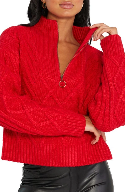 Sanctuary Cable Quarter Zip Sweater In Red | ModeSens