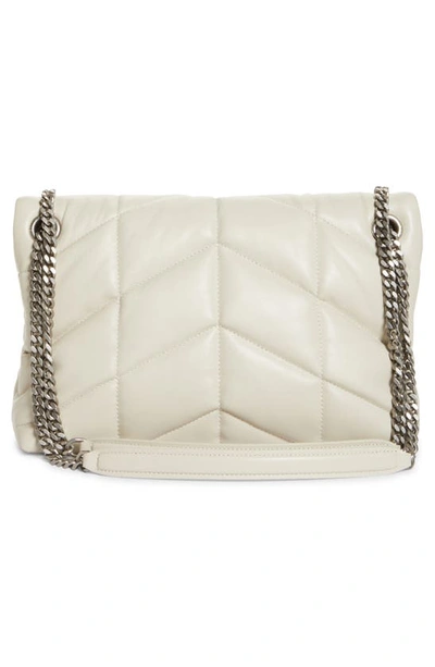 Shop Saint Laurent Small Lou Leather Puffer Bag In Crema Soft
