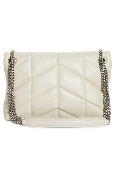 Saint Laurent Small Lou Leather Puffer Bag In Crema Soft
