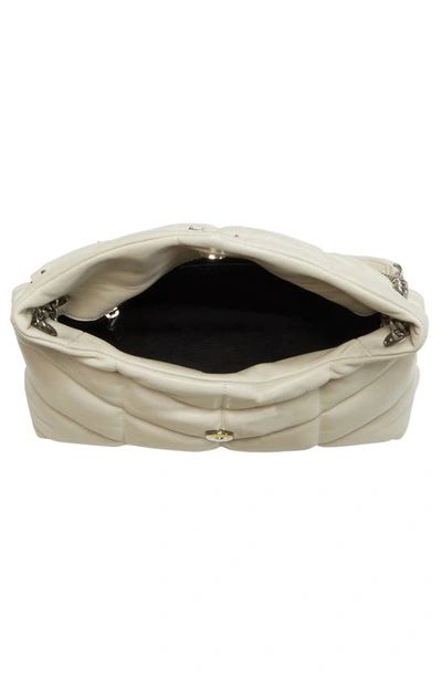 Saint Laurent Small Lou Leather Puffer Bag In Crema Soft