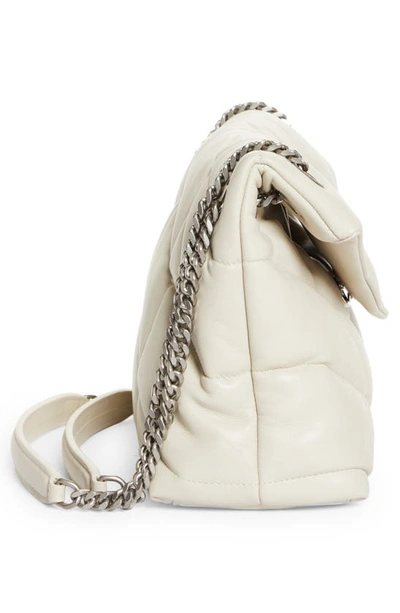 Shop Saint Laurent Small Lou Leather Puffer Bag In Crema Soft