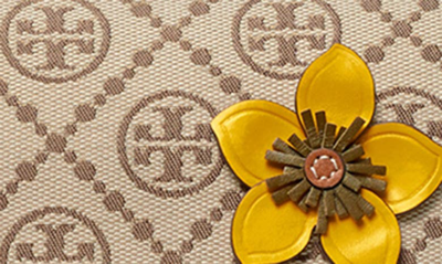Tory Burch T Monogram Braided Floral Shoulder Bag In Hazelnut