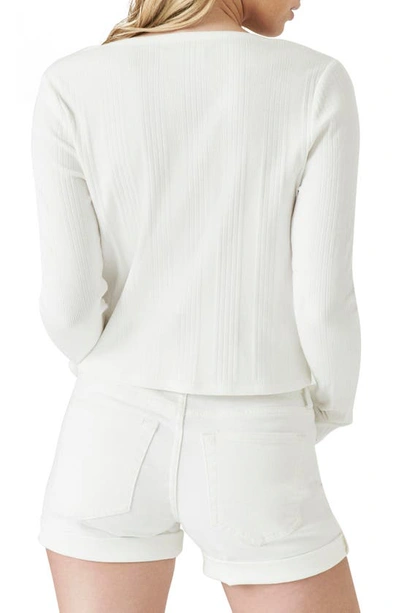 Shop Lucky Brand Lace-up Long Sleeve Top In Bright White