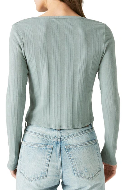 Shop Lucky Brand Lace-up Long Sleeve Top In Balsam Green