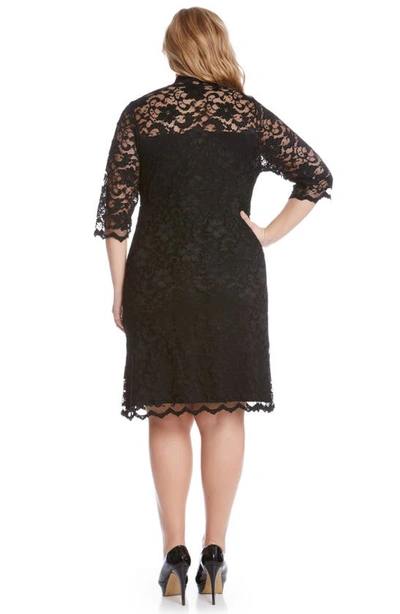Shop Karen Kane Scalloped Stretch Lace Dress In Black