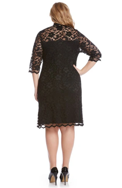 Karen Kane Scalloped Stretch Lace Dress In Black