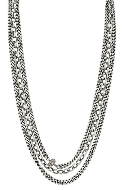 Shop Sheryl Lowe Triple Layer Chain Necklace In Silver