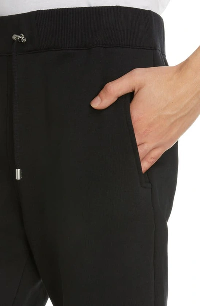 Shop Balmain Foil Tape Cotton Knit Bermuda Shorts In Edc Noir/ Blanc/ Or
