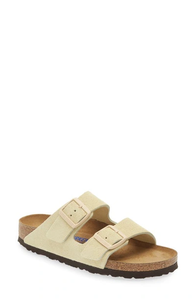 Shop Birkenstock Arizona Soft Slide Sandal In Almond Suede
