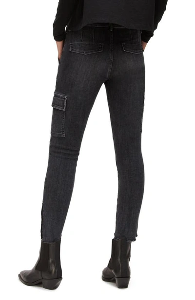 Shop Allsaints Duran Skinny Cargo Jeans In Washed Black