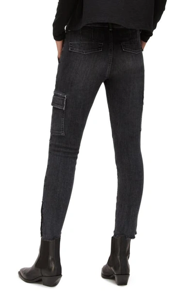 Allsaints Duran Skinny Cargo Jeans In Washed Black In Washed Black